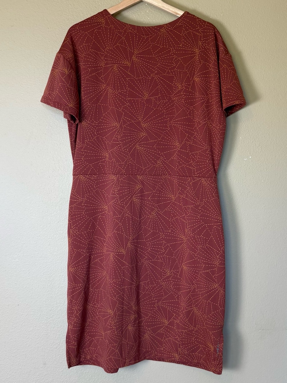 Title Nine Rust Orange V-Neck Deep Pockets Dress - Sashiko Red Large - Picture 4 of 7